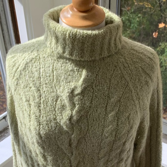 EXPRESS soft chunky mohair blend turtleneck with cables - Picture 2 of 7